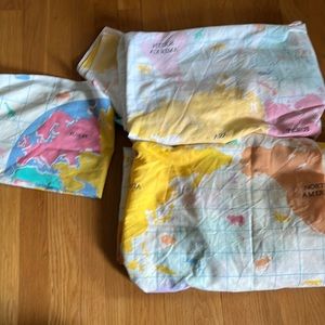 Earth Globe Fitted Sheet Set Full Size Flat & Fitted Sheet 1 Pillowcase by Bibb
